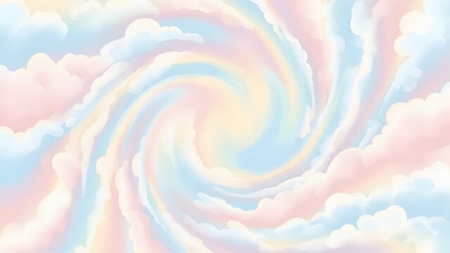 Pastel Rainbow Swirl Cloud Background perfect for website banner, social media background, kids room decor, party invitation, wallpaper, book cover, product