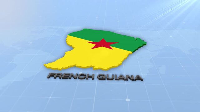 French Guiana Geographic Map and Flag Animated Motion Graphic Background | French Guiana Map Animation