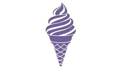 Purple Soft Serve Ice Cream Cone Icon.
