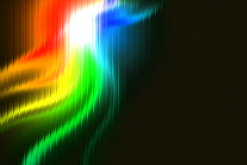 Stunning vibrant rainbow light streaks on dark background offer a modern, dynamic look, perfect for technology or creative projects today