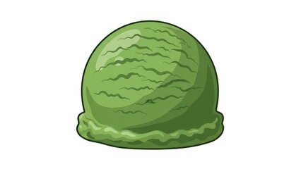 A single scoop of green ice cream on a white background.