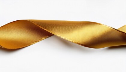 a gold colored ribbon is draped over a white background