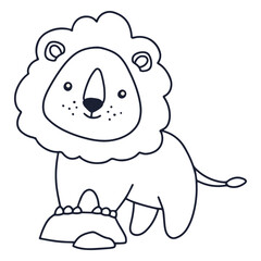 Lion stroke baby animal