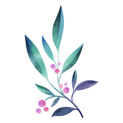 Leaves with dots watercolor