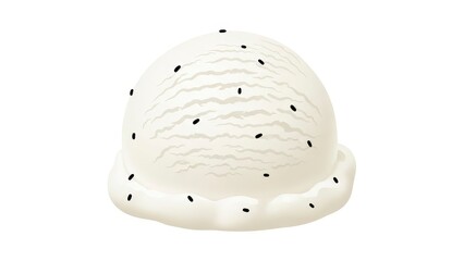 A single scoop of creamy vanilla ice cream with black sesame seeds.