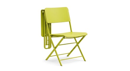 Fototapeta premium Shop lime green folding chair for outdoor patio seating portable metal chair for garden deck balcony