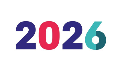Creative 2026 number design vector. Modern colorful typography for new year celebration, banner, or calendar design