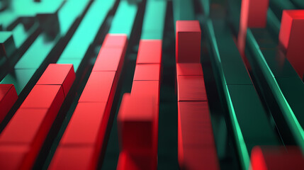 Rows of green and red rectangles, colorful geometric composition