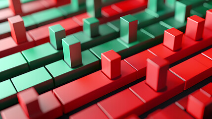 3D rendering of abstract background with red and green cubes