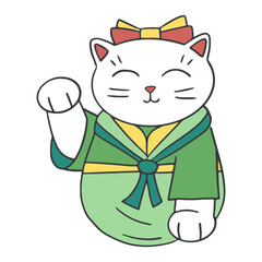 Maneki neko cute green