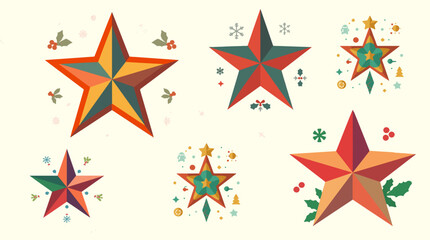 Obraz premium Vector illustration of a Christmas star in a flat design style, featuring a prominent star shape with clean lines and minimal shading, set against a simple with simple Background 