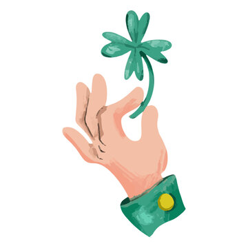 Hand holding a four-leaf clover