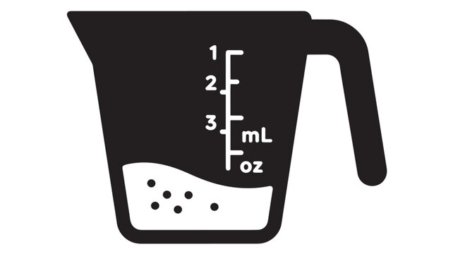 Essential minimalist icon representing precise liquid measurement in milliliters and ounces for culinary and laboratory applications