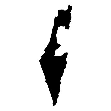 A silhouette of the map of Israel