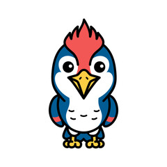 Cartoon Illustration of a Woodpecker Bird