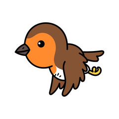 Cartoon Illustration of a Robin Bird Flying