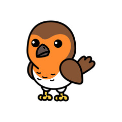 Cartoon Illustration of a Robin Bird