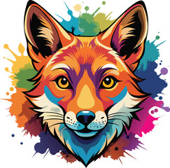 Red fox cartoon mascot illustration with a banner, featuring a wild mammal face predator vector drawing