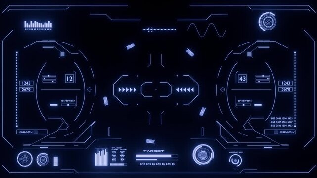 Advanced Sci-Fi HUD Interface &mdash; Tactical Monitoring Dashboard with Data Visualizations