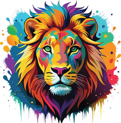 Black feline lion head vector illustration for a wild animal tattoo mascot design