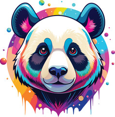 A cute cartoon vector illustration of a funny panda bear character with a smiling face