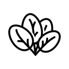 Spinach leaves vector icon on white background for healthy nutrition and agriculture