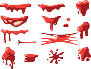 red cartoon slime vector design. sticky liquid sludge, jelly texture red slimy snivel illustration art