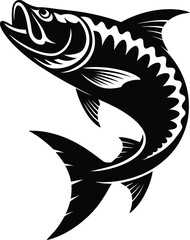 Fototapeta premium Big game fish jumping out of water silhouette icon