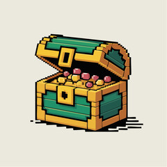 Pixel Art Treasure Chest Game Asset Illustration
