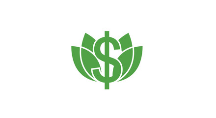 Green dollar sign emblem with leaves