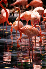 American flamingos (Phoenicopterus ruber) in the national aviary of Colombia