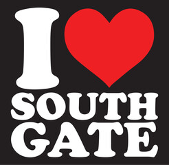 I love south gate city landmark silhouette isolated on transparent background