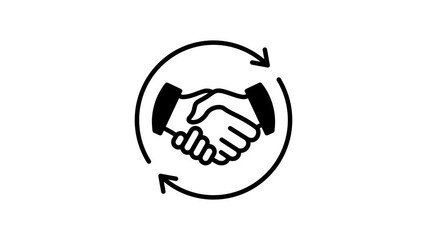 Handshake, teamwork icon animation. Business team working together animated symbol. 4K motion video of agreements, deal, cooperation, collaboration arrow, co-worker, support, partnership
