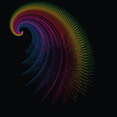Abstract fractal rainbow swirl pattern with light and motion texture