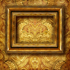 Retro background with blank wooden frame