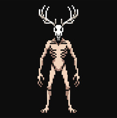Dark Forest Deer Humanoid Pixel Character