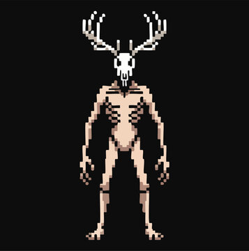 Basic RGBDark Forest Stag Humanoid Pixel Monster Character