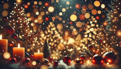 Christmas at night with bokeh light effect