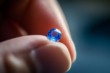 Generative AI closeup of luxury jewelry with gemstone and scattered diamonds in workshop light environment