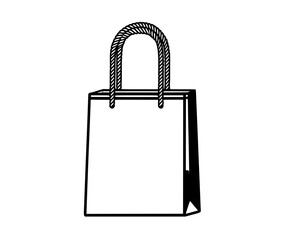 timeless elegance: black white flat vector icon gift bag rope handles. | Clean, isolated vector art for creative projects.