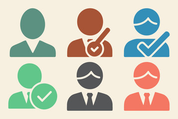 Comprehensive solid filled icon set for diverse client statuses including active inactive pending vip loyal new suspended and blocked