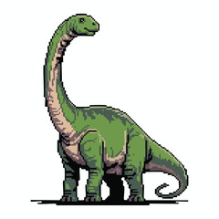 Cute Long Neck Dinosaur Pixel Art