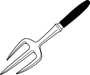 Obraz premium Silhouette Hand Cultivator Tool Black White | Clean, isolated vector art for creative projects.