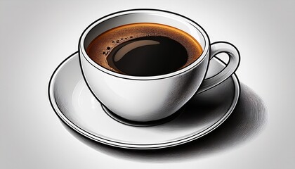 high resolution coffee cup image hot black coffee in white cup on saucer coffee shop cafe restaurant beverage isolated on white background