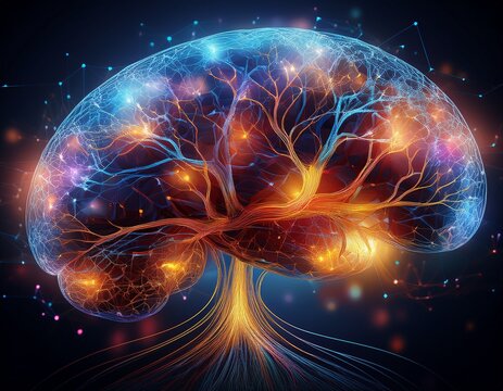 illustrating a detailed representation of a brain s neural network specific areas are highlighted to showcase their connectivity and activity patterns in real time