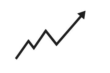Black line chart showing an upward trend, representing business growth, financial success, and market increase on transparent background