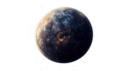 Astronomical digital illustration of a planet in space with an erupting volcano.