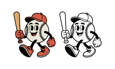 Baseball Mascot Cartoon character with baseball cap
