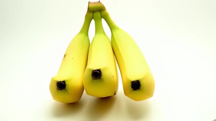 Fresh bananas sit elegantly on a table, spotlighting their simplicity and freshness, capturing the concept of natural abundance, perfect for uses requiring a light hearted, approachable tone.