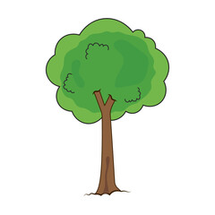 Cartoon Green Tree Vector Illustration. Perfect for childrens books, educational materials, games, apps, nature themed projects, logos, stickers and environmental graphics.
